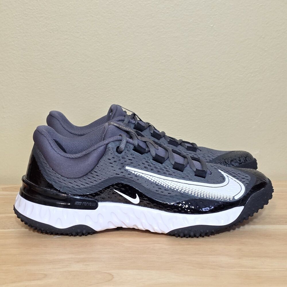 Nike Alpha Huarache Elite 4 Turf Baseball Shoes Black Grey DJ6523-011 Men's 8